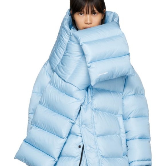 Balenciaga Quilted light blue scarf, RARE NEW - Picture 1 of 7